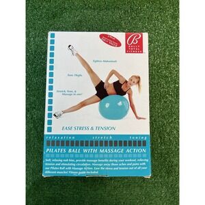 New Bally Total Fitness Pilates Ball W/ Massage Action 2‎ Way Pump Blue Yoga